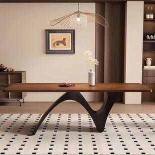 Solid Wood Dining Table French Style Vintage Desk Rectangular Log Living Room Household Nordic Simple Modern Dining Table for Small Apartment