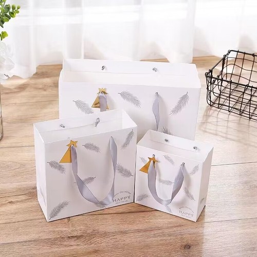 New feather handbag, birthday gift bag, souvenir paper bag, packaging bag, printed LOGO paper bag