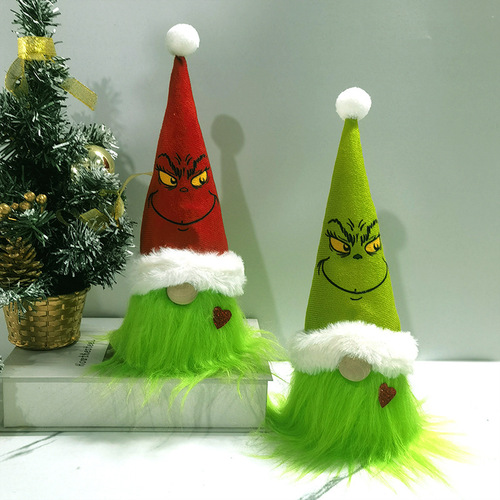 American-style Christmas decoration gift Grinch faceless Santa cartoon eccentric plush toy window display