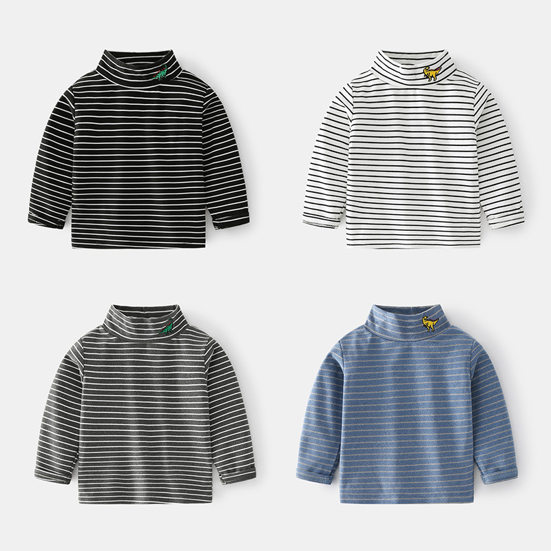 2023 New striped children's bottoming shirt boys and girls Non-hooded long sleeve turtleneck casual style shirt 2023 New striped children's bottoming shirt boys and girls Non-hooded long sleeve turtleneck casual style shirt