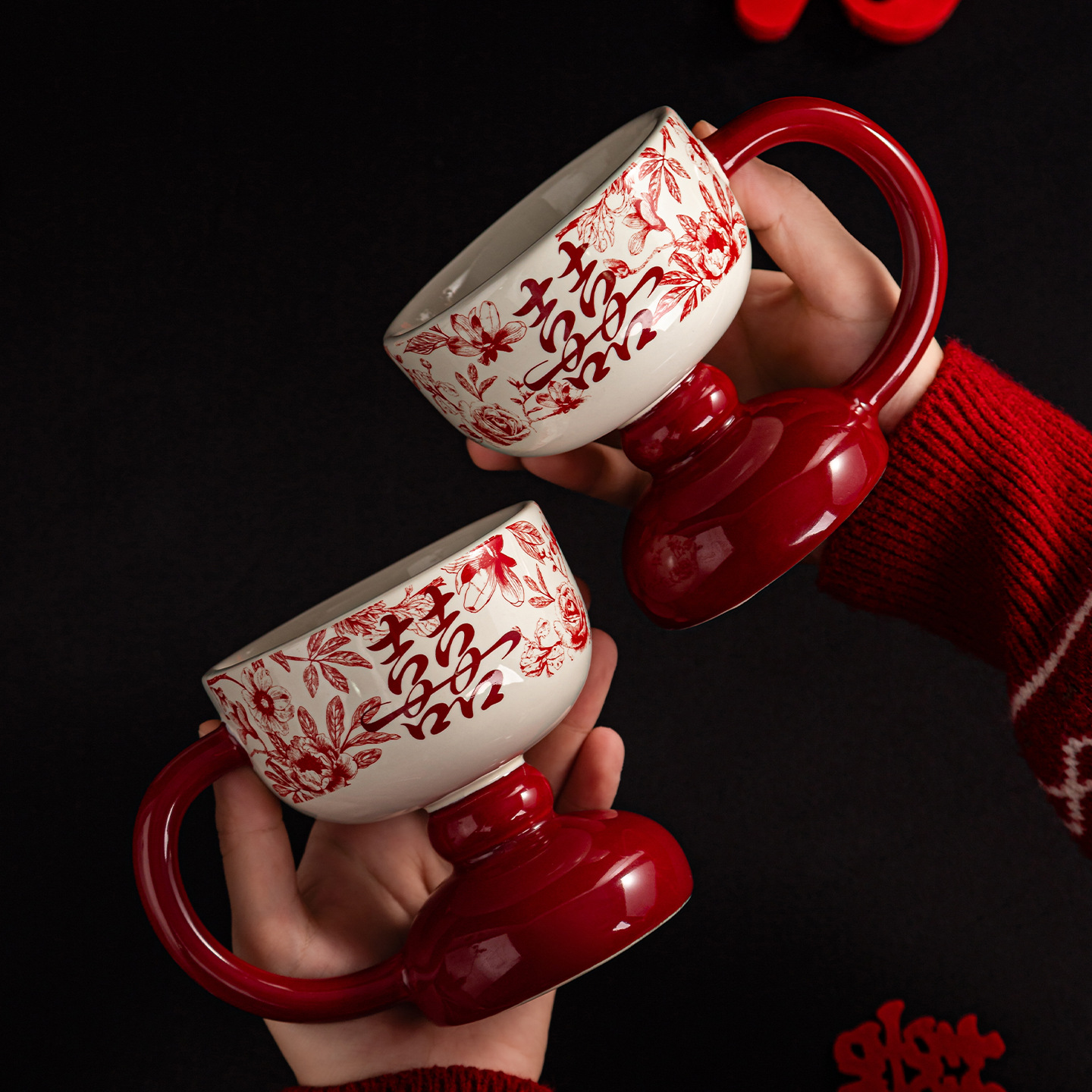Tazas de café de alto nivel lujoso ligero de alto valor de diseño refinado de alto nivel nicho tazas de cerámica platos un par de regalos de boda