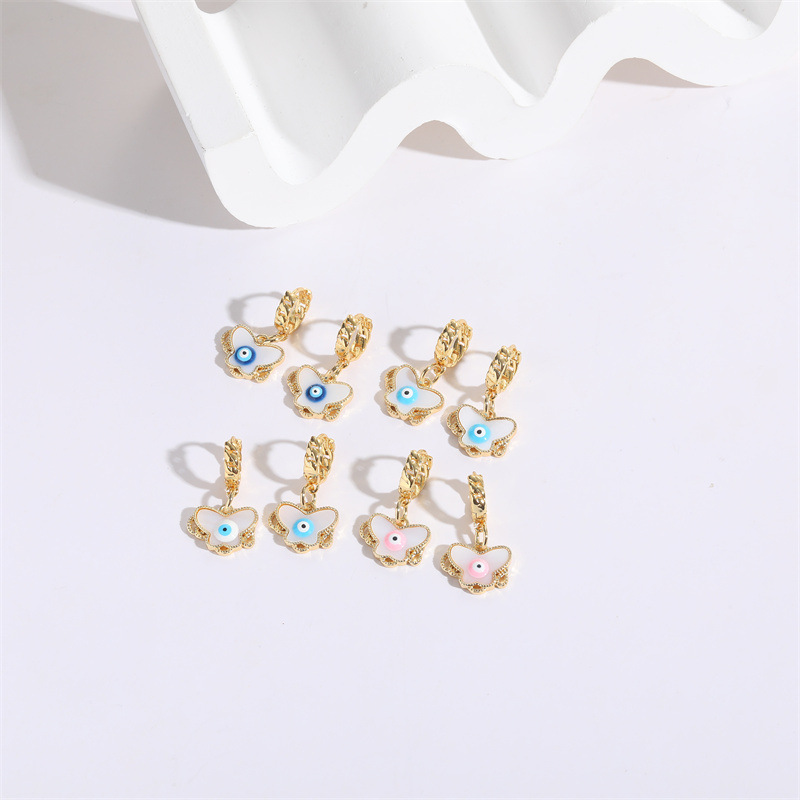 Fashion Butterfly Copper Plating Inlay Shell Drop Earrings 1 Pair