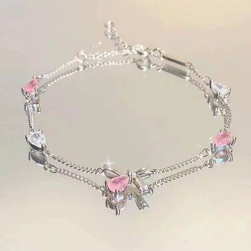 Bracelet Tide, fuchsia adjustable, small-design light-luxury accessory