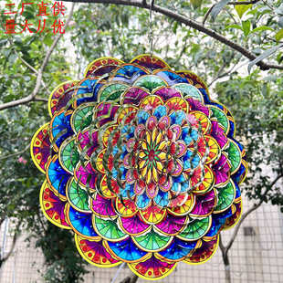 2024 wind chime supply mandala wind turn pendant manufacturers source wholesale diy outdoor 3D rotating stereo wind turn