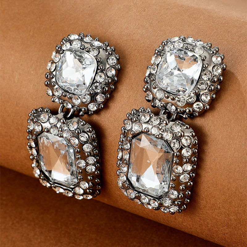 simple earrings inlaid imitation gemstone earrings geometric earringspicture2