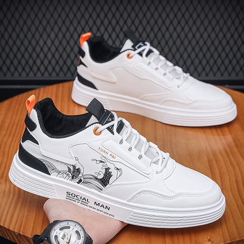 men's shoes summer new breathable white shoes, male students 'trend all-matching platform sole sports casual skate shoes