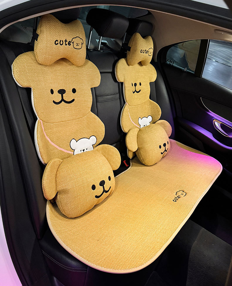 Car Seat Cushion for All Seasons, Cartoon Cute Bear, High-End Feel, Rear Seat Cushion, Single Piece, Driver's Seat Cover