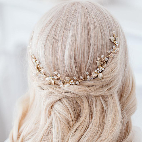 New European and American bridal hair accessories, handmade twisted flower leaf comb headband, side hair comb accessories, cross-border hot selling