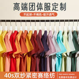 团体服T恤定制印字印logo棉工作服广告文化衫聚会班服圆领短袖