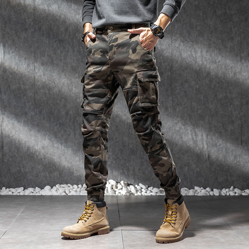 2023 autumn and winter plus velvet padded warm overalls men's wear-resistant slim-fit toe army pants men's pants warm pants wholesale
