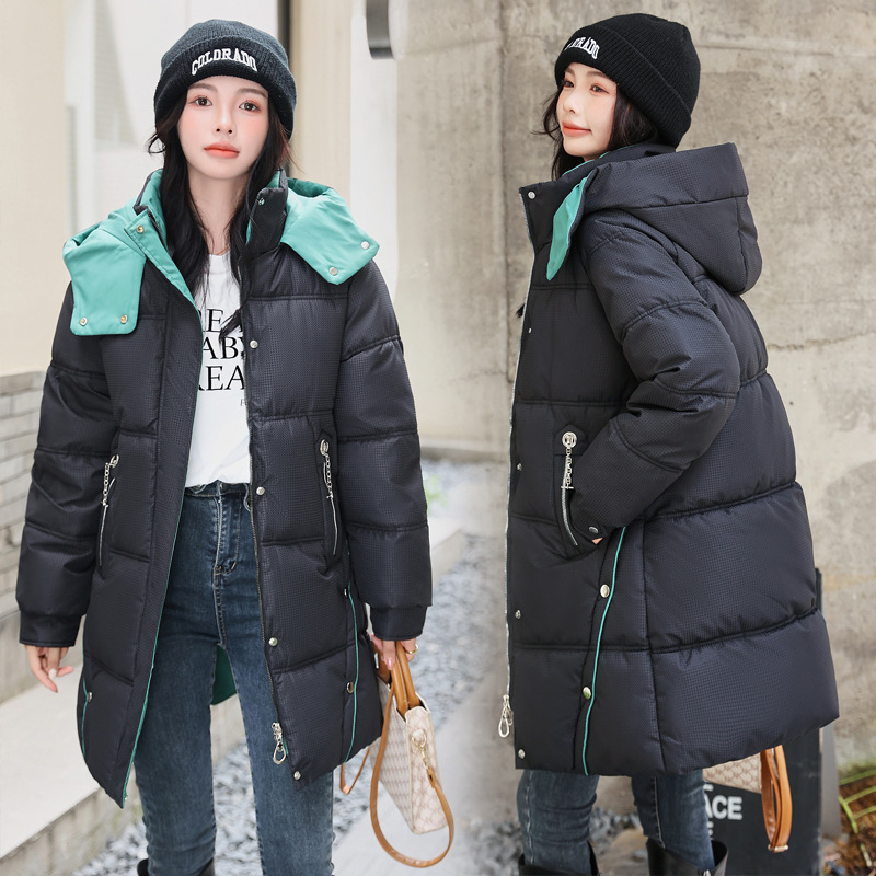 2023 invierno nuevo suelto gran pan chaqueta de pluma de algodón chaqueta de algodón chaqueta de mujer chaqueta de algodón grueso medio largo