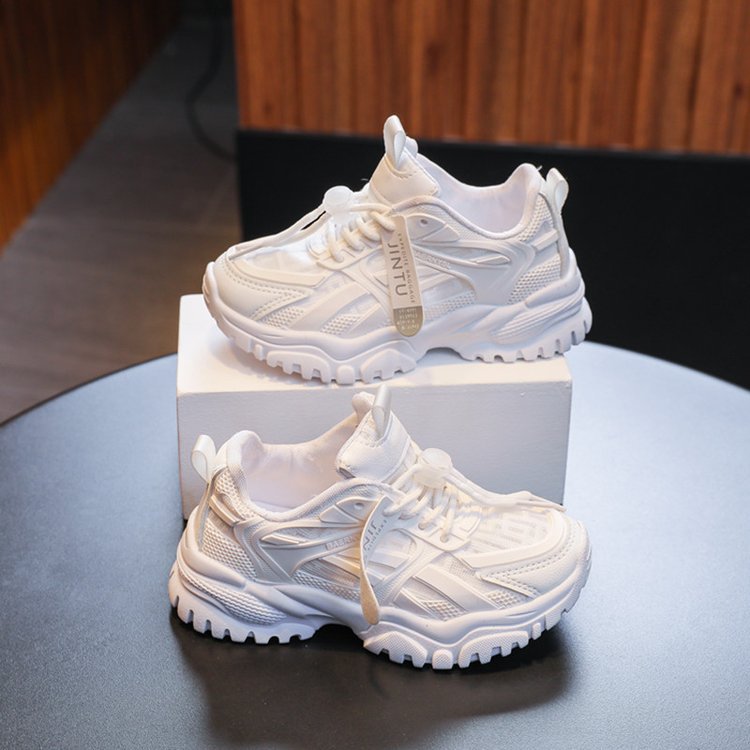 Dad Sneakers für Kinder - Atmungsaktive Mesh-Freizeitschuhe für Jungen und Mädchen - Leichtes, bequemes Schuhwerk für alle Jahreszeiten (Weiß/Rosa, Größen 26-37)_voghion.com