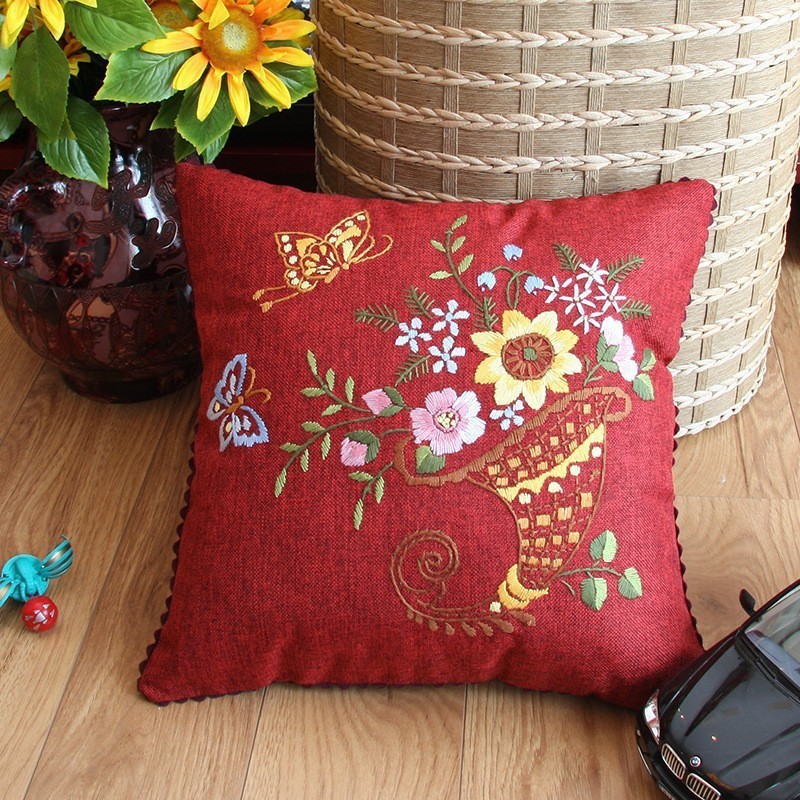 Jinhao bordado fábrica al por mayor hecho a mano bordado Cruz puntada DIY cinta bordado cojín almohada Guangzhou 04