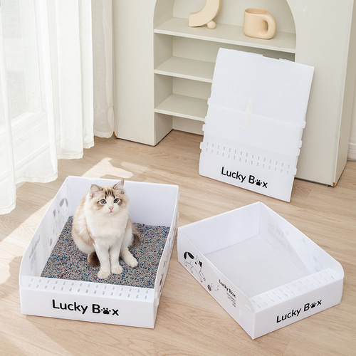 pp plastic foldable disposable cat litter box for shoveling poop, traveling and using fast and simple open cat toilet