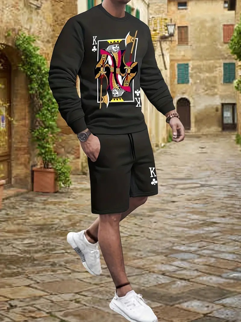 Pantalones cortos de suéter de manga larga de otoño para hombre 2024 nuevo traje casual suelto exterior ME1 ML4