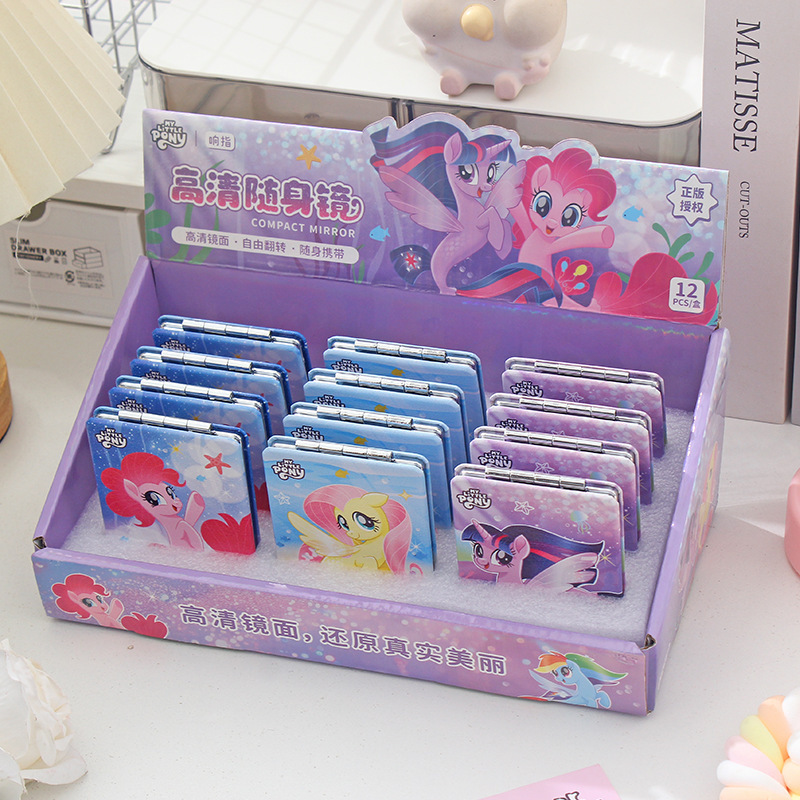 Dedo sonoro capibara plegable espejo de doble cara de dibujos animados colgantes de panda espejo de arena movida espejo de maquillaje portátil pequeño espejo