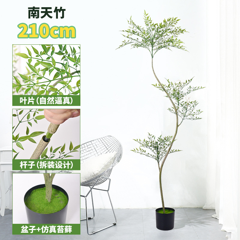 ✅假绿植装饰仿真南天竹室内盆栽大型落地摆件客厅仿生植物造景|undefined