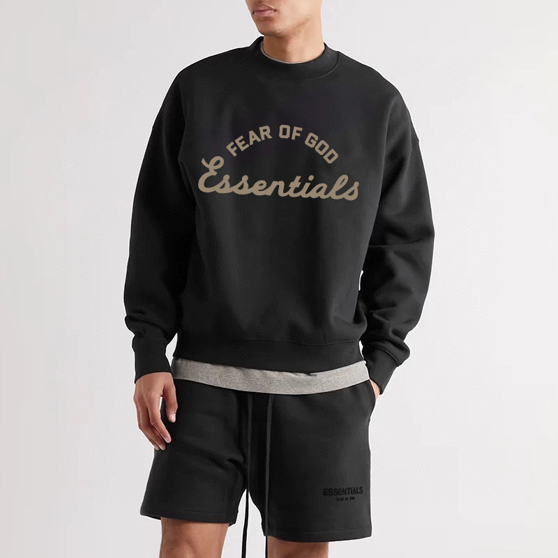 ESSENTIALS American fashion brand autumn and winter couple's loose-fitting fleece-lined crew neck sweatshirt without a hood, unisex couple's style ESSENTIALS American fashion brand autumn and winter couple's loose-fitting fleece-lined crew neck sweatshirt without a hood, unisex couple's style