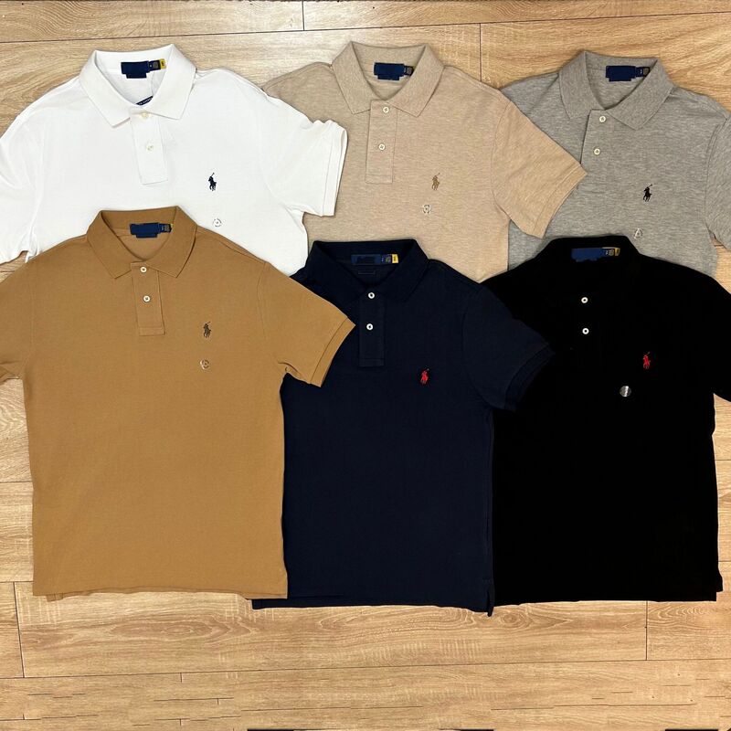 high quality RL Ruff Pony Mark Summer Men's Business Casual Lapel Vermilion Cotton POLO Shirt Short-sleeved T-shirt