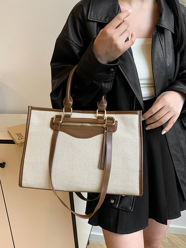 Bolsa de mano de comercio exterior transfronterizo mujer 2024 nuevo lino color retro ocio viaje bolsa de hombro de gran capacidad