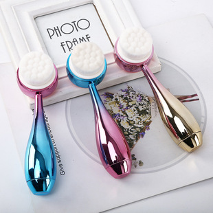 New Bowling Ball Facial Cleansing Brush Electroplated Face Wash Brush Standing Brush Manual Double-Sided Silicone Facial Cleansing Instrument to Clean and Remove Blackheads