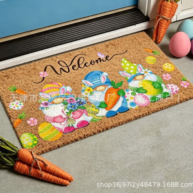 Holiday decorative doormat, new foreign trade model, temu carpet floor mat, silk loop, imitation coconut palm, can be cut, non-slip base, abrasion-resistant
