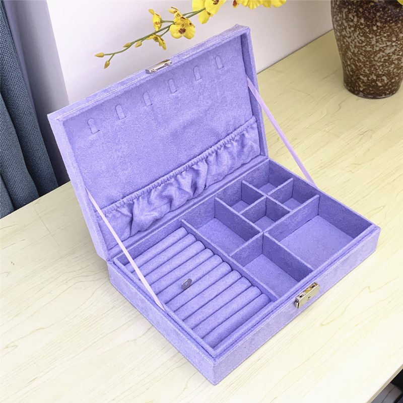 Caja de almacenamiento de joyas caja de joyería portátil caja de joyería de franela caja de joyería al por mayor en stock caja de joyería multifuncional
