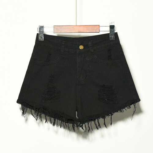 Women's Ins Large Size Fat Mm Summer New Style American Street Retro A-Line Hot Pants with Frayed Edge and Washed Holes