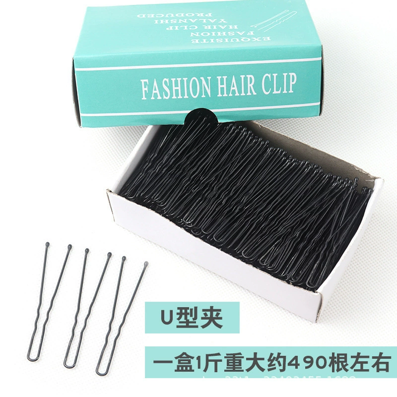 One-line corrugated flat hair clip U-shaped hair clip black bold 500g one pound large packaging hair clip evening wear style
