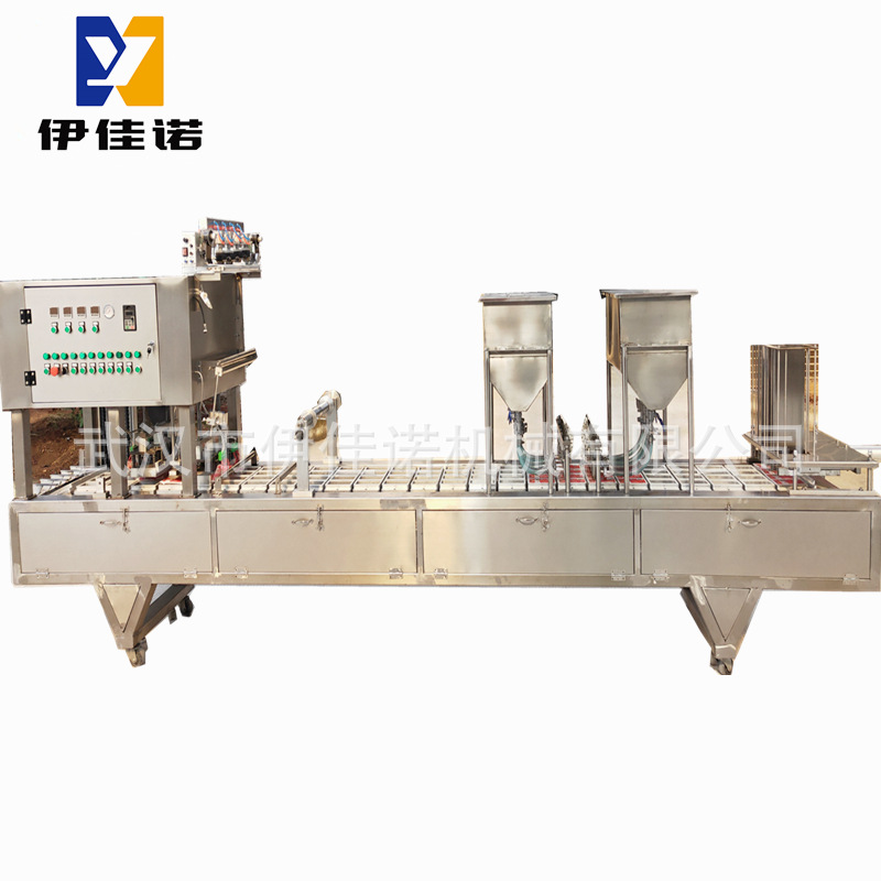 全自动盒装鸭血灌装封口机 鸭血豆腐塑料盒灌装封口机厂家定制