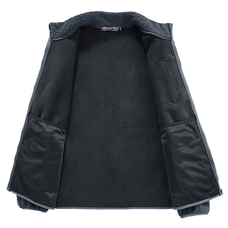 Men's Clothing outdoor off season fleece cardigan men's jacket large size liner polar fleece jacket casual dad wear_voghion.com