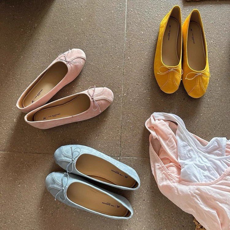 Flat Shoes, French Bow Shallow Mouth Shoes, Women's Shoes, Soft Sole Spring and Summer New Korean Style Commuter Scoop Shoes, Ballet Shoes