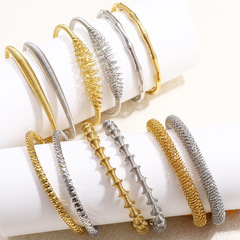 クロスボーダー竹チタン鋼ブレスレットヨーロッパとアメリカの幾何学的なスプリングブレスレット真空メッキ 18K シンプルで軽い高級ハイエンドハンドジュエリー