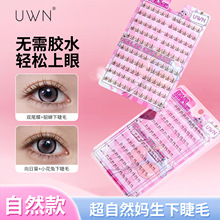 UWN免胶棕色向日葵假睫毛卷翘漫画眼仿真浓密棕色免胶跨境假睫毛