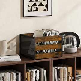 跨境复古铁艺黑胶唱片收纳筐可手提镂空专辑CD收纳筐资料文件筐