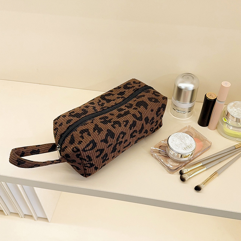 Cross-Border Corduroy Leopard Print Makeup Bag, Large Capacity Travel Storage Bag, Portable Handbag, Toiletry Bag, Pencil Case Cross-Border Corduroy Leopard Print Makeup Bag, Large Capacity Travel Storage Bag, Portable Handbag, Toiletry Bag, Pencil Case