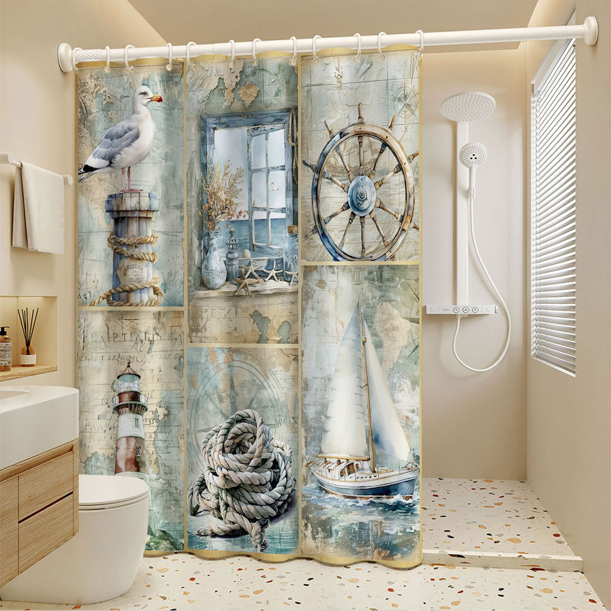 Essential For Renters: Waterproof And Mold-Proof Bathroom Curtain, No Drilling Required, Dry-Wet Separation,_voghion.com