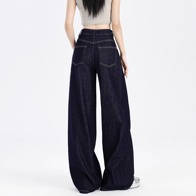 American Style dark blue Jeans Women's Fashion New Arrival Spring New Straight Leg Pants Loose Mop Wide Leg Pants American Style dark blue Jeans Women's Fashion New Arrival Spring New Straight Leg Pants Loose Mop Wide Leg Pants