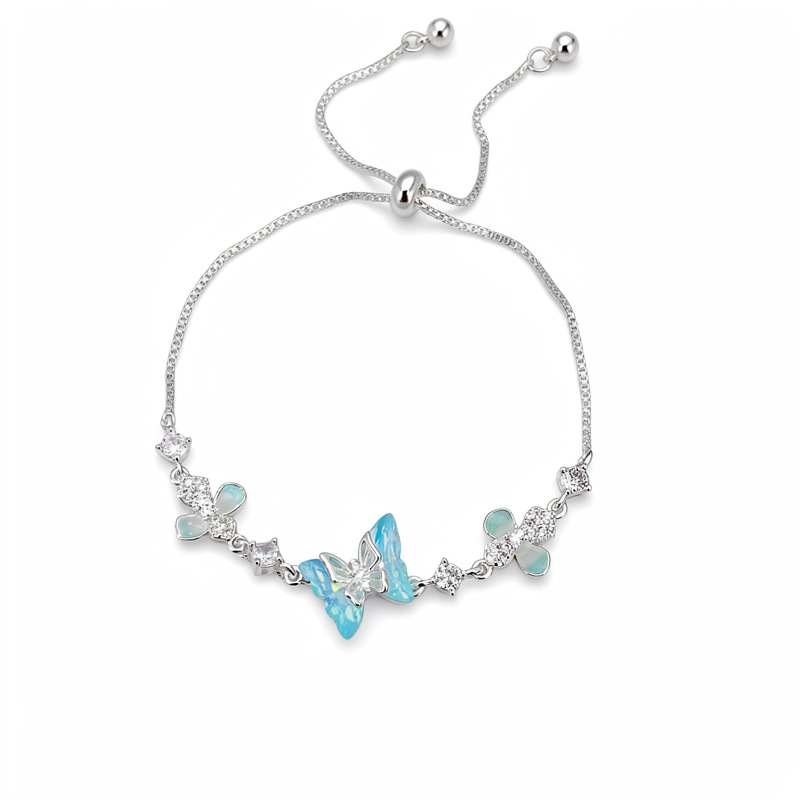 Resina de zircón mariposa flor pulsera ligera de lujo nicho de alta sensación pulsera accesorios de vacaciones joyas al por mayor image 6