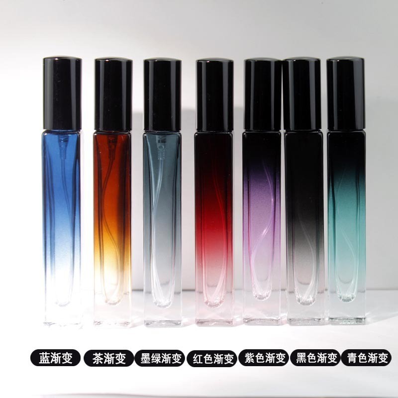 香水玻璃瓶子 3-15ml 高级方形香水喷雾瓶 渐变小样香水分装瓶