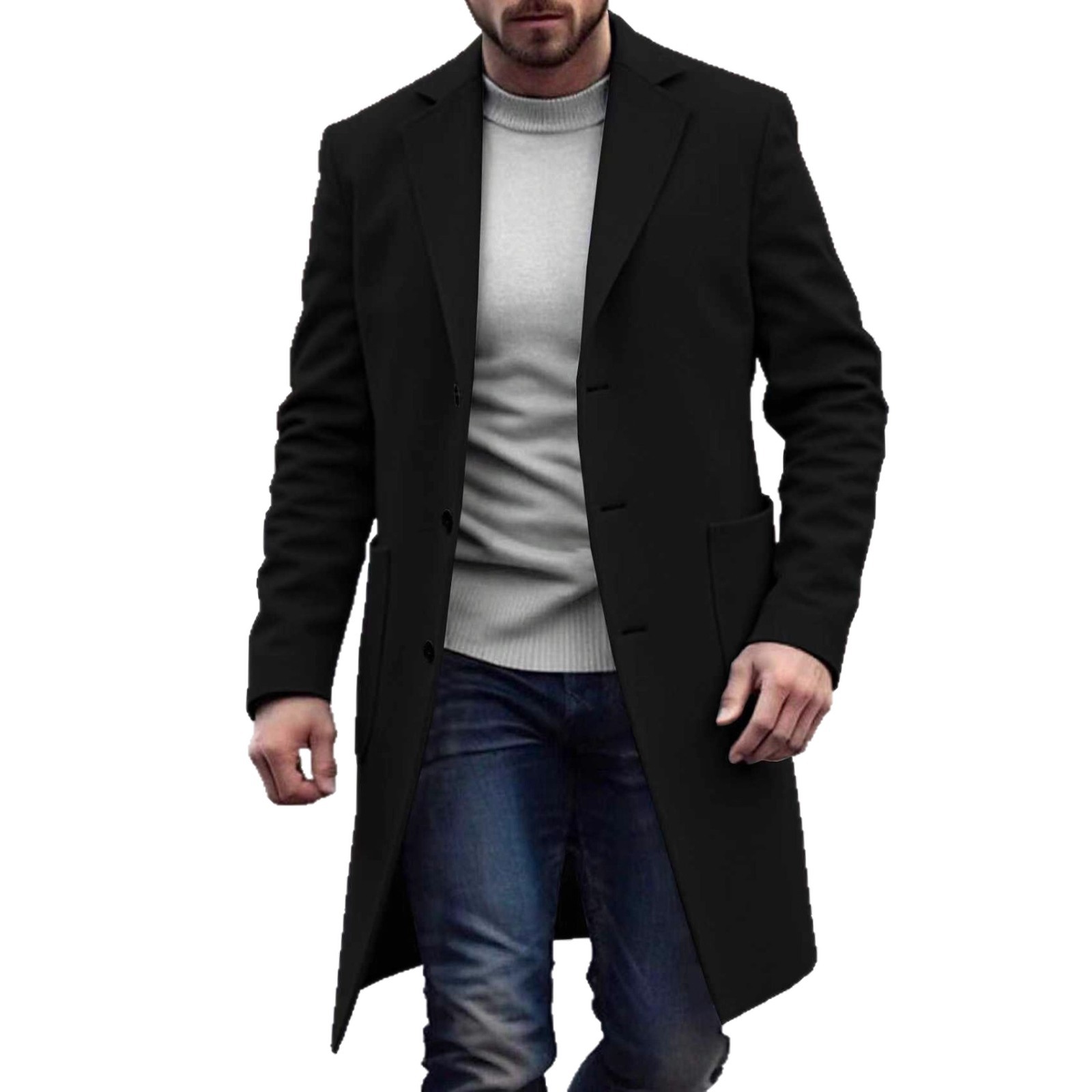 2025 Autumn/Winter Cross-Border European And American Men's Single-Breasted Woolen Trench Coat 124_voghion.com