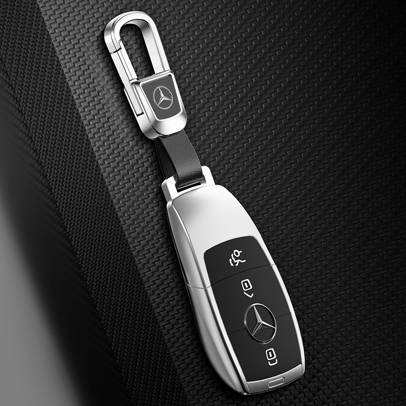 Letras creativas de los hombres de cuero de gama alta anti-perdido llavero coche de metal adecuado para varios modelos logotipo del coche grabado láser