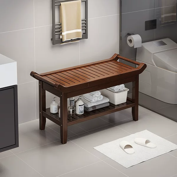 Bathroom Non-Slip Bath Stool, Foot Washing Stool, Low Stool, Bamboo Shower Special Stool, Shoe Changing Stool, Elderly Washing Stool