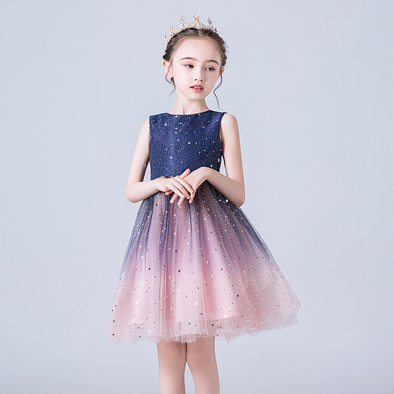 Children's Skirt Summer Thin Style Super Fairy Little Girl Princess Skirt Girl Starry Sky Fluffy Gauze Dress Small Dress
