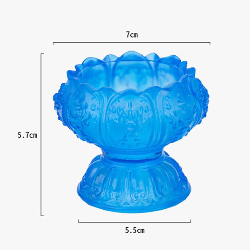 莲花灯烛台家用供灯佛前圣莲琉璃长明灯座酥油灯底座七彩玻璃灯座|undefined