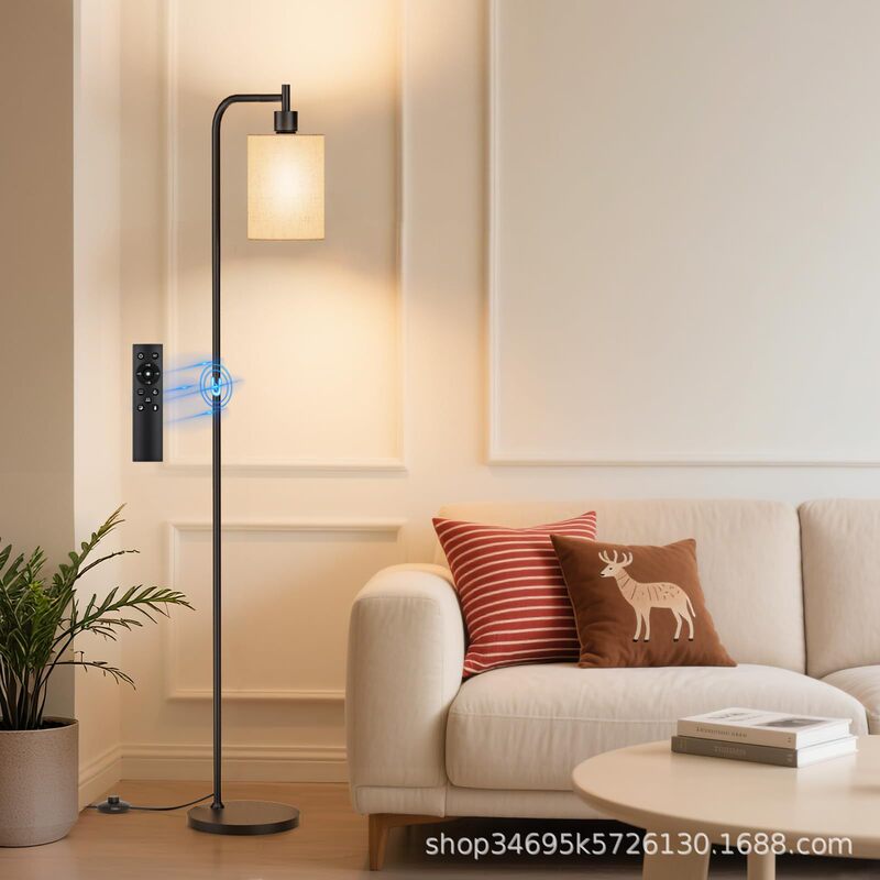 Linen Shade Floor Lamp for Living Room, Three-Color Dimmable with Remote Control, Modern Corner Standing Lamp for Living Room and Bedroom Linen Shade Floor Lamp for Living Room, Three-Color Dimmable with Remote Control, Modern Corner Standing Lamp for Living Room and Bedroom