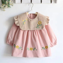 宝宝吃饭罩衣秋冬长袖儿童围裙防水防脏反穿衣护衣水晶绒婴儿围兜