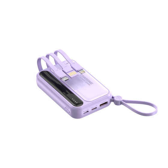 Cross-border charging treasure mini self-contained line large capacity 20000 mA fast charging mobile power gift printed LOGO