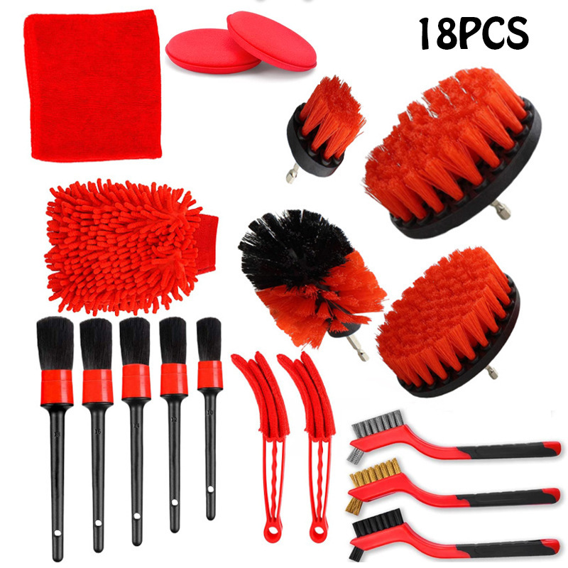 18 pieces car cleaning tool kit, car detail brush set, detail drill brush set car cleaning kit 18 pieces car cleaning tool kit, car detail brush set, detail drill brush set car cleaning kit