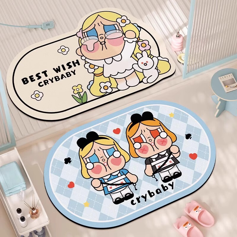 Crybaby Cartoon Bathroom Mat Diatom Mud Mat Water Absorbent Dirty Resistant Anti-Slip Mat Toilet Door Mat